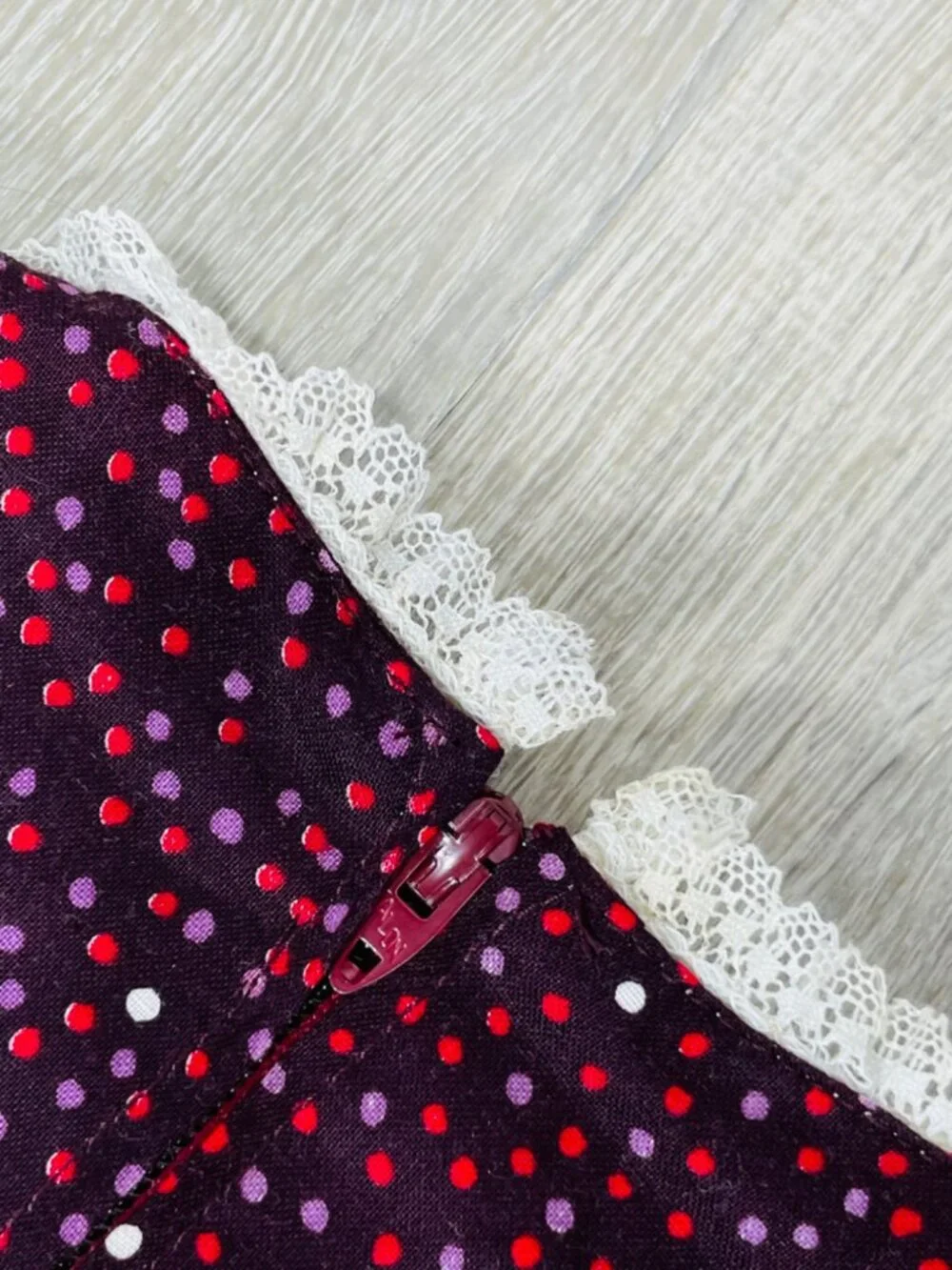 Vintage 70s 80s Girls Polka Dot Cottagecore Long Sleeve Prairie Dress 6 - 7